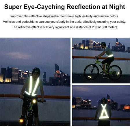 Reflective Safety Vest 3 Sizes & 3M Bands Jogging Running Walking Biking Cycling
